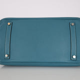 Hermès 2007 Bleu Jean Clemence Birkin 35 Retourne PHW