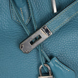 Hermès 2007 Bleu Jean Clemence Birkin 35 Retourne PHW