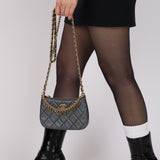 Chanel 2021 Metallic Logo Charms Quilted Pochette