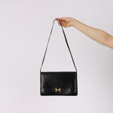 Hermès 1986 Noir Box Annie Shoulder Bag GHW