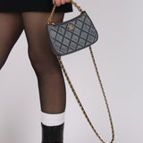 Chanel 2021 Metallic Logo Charms Quilted Pochette