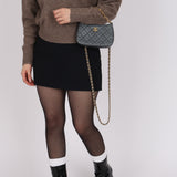 Chanel 2021 Metallic Logo Charms Quilted Pochette