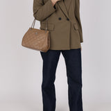 Chanel 1996 Dark Beige Caviar Turnlock Quilted Chain Tote
