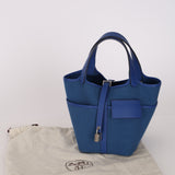 Hermès 2022 Bleu Royal Toile and Swift Cargo Picotin 18 PHW