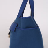 Hermès 2022 Bleu Royal Toile and Swift Cargo Picotin 18 PHW