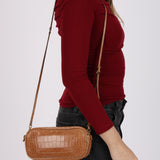 Miu Miu Camera Bag Shiny Cognac Croc Embossed