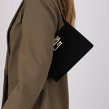 Gucci Black Suede Square G Clasp Shoulder Bag
