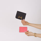Hermès 2025 Rouge Sellier Epsom Slim Constance Wallet with Rose Confetti Evercolor Zip Case GHW