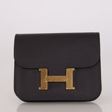 Hermès 2025 Rouge Sellier Epsom Slim Constance Wallet with Rose Confetti Evercolor Zip Case GHW