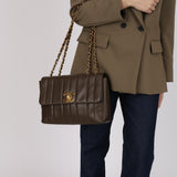 Chanel 1994 Chocolate Caviar Vertical Quilt Jumbo Single Flap 24K GP