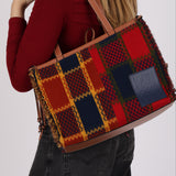 Loewe Multicolor Tartan Wool and Leather Cushion Tote