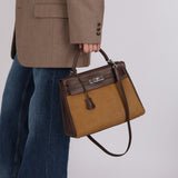Limited Edition Hermès 2007 Ebene Vautour Evercalf and Blond Troika Kelly 32 PHW