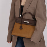 Limited Edition Hermès 2007 Ebene Vautour Evercalf and Blond Troika Kelly 32 PHW
