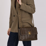 Chanel 1994 Chocolate Caviar Vertical Quilt Jumbo Single Flap 24K GP