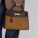 Limited Edition Hermès 2007 Ebene Vautour Evercalf and Blond Troika Kelly 32 PHW