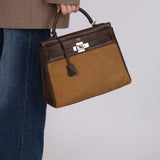 Limited Edition Hermès 2007 Ebene Vautour Evercalf and Blond Troika Kelly 32 PHW
