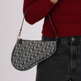 Christian Dior 2001 Navy Diorissimo Saddle Pochette