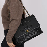 Ultra-Rare Chanel 1991 Black Lambskin Double CC Maxi Flap Bag 24K GP