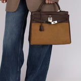 Limited Edition Hermès 2007 Ebene Vautour Evercalf and Blond Troika Kelly 32 PHW