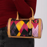 Christian Dior 2004 Multicolor Argyle Round Boston