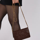 Chanel 1996 Chocolate Caviar Timless Wallet on Chain 24K GP