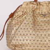 Prada Gold Metallic Calfskin Studded Drawstring Bucket Bag
