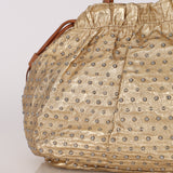 Prada Gold Metallic Calfskin Studded Drawstring Bucket Bag