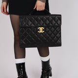 Chanel 1995 Caviar Black Briefcase 24K GP