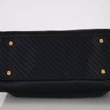 Yves Saint Laurent Navy Nylon Cassandra Logo Boston Bag