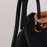 Yves Saint Laurent Navy Nylon Cassandra Logo Boston Bag