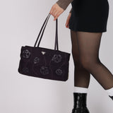 Prada Tessuto Lambskin & Nylon Floral Applique Shopping Tote