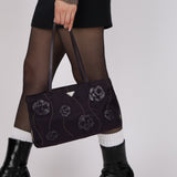Prada Tessuto Lambskin & Nylon Floral Applique Shopping Tote
