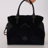 Loewe Grained Leather Shearling Patchwork Amaya Bag
