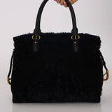 Loewe Grained Leather Shearling Patchwork Amaya Bag
