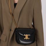 Celine Shiny Calfskin Besace Clea Chain Triomphe