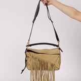 Loewe Sand Beige Suede Fringe Medium Puzzle Bag