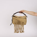 Loewe Sand Beige Suede Fringe Medium Puzzle Bag