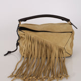 Loewe Sand Beige Suede Fringe Medium Puzzle Bag