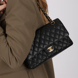 Chanel 1997 Black Caviar Medium Classic Double Flap Bag 24K GP