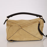 Loewe Sand Beige Suede Fringe Medium Puzzle Bag