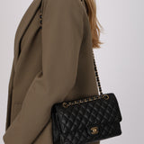 Chanel 1997 Black Caviar Medium Classic Double Flap Bag 24K GP