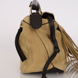 Loewe Sand Beige Suede Fringe Medium Puzzle Bag