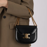 Celine Shiny Calfskin Besace Clea Chain Triomphe