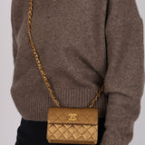 Chanel 1990 Metallic Bronze Micro Half Flap Bag 24K GP
