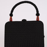 Bottega Veneta Ink Satin Intrecciato Tortoise Shell Top Handle Bag