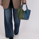 Limited Edition Hermès 2013 Vert Canopée and Bleu Thalassa Clemence Picotin 22 PHW