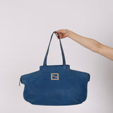 Fendi Royal Blue Nubuck Chain Tote