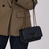 Chanel 2018 Navy Caviar Small CC Filigree Flap Bag