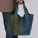 Limited Edition Hermès 2013 Vert Canopée and Bleu Thalassa Clemence Picotin 22 PHW