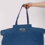 Fendi Royal Blue Nubuck Chain Tote